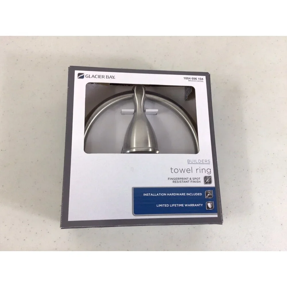 Glacier Bay Towel Ring Brushed Nickel New
